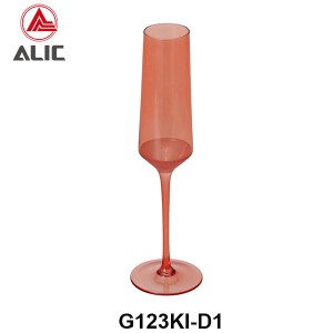 Lead Free High Quantity Hand Painted Orange Color Champagne Flute  G123KI-D1 180ml