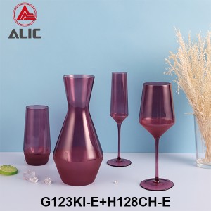 Lead Free High Quantity Hand Painted Purple Color Champagne Flute  G123KI-E1 180ml