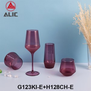 Lead Free High Quantity Hand Painted Purple Color DOF Glass Tumbler Glass G123KI-E6 350ml