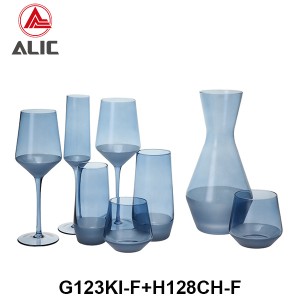 Lead Free High Quantity Hand Painted Blue Perennial Color White Wine Glass Goblet  G123KI-F3 360ml