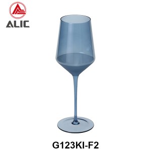 Lead Free High Quantity Hand Painted Blue Perennial Color Red Wine Glass Goblet  G123KI-F2 450ml