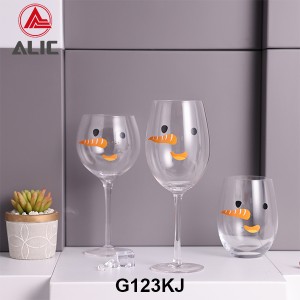 New Christmas style Hand Blown Stemless Wine Glass 350ml G123KJ-3 for gift and party