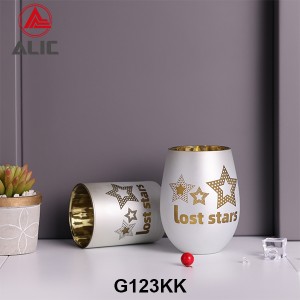 New Arrival Candle Glass Set G123KK-2 with star decal and matt finishing