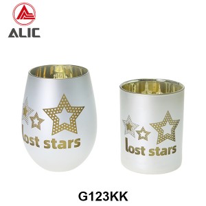 New Arrival Candle Glass Set G123KK-1 with star decal and matt finishing