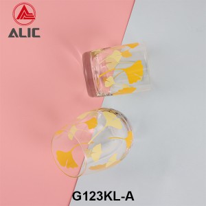 High Quality DOF Glass with ginkgo leaves decal 250ml G123KL-A2