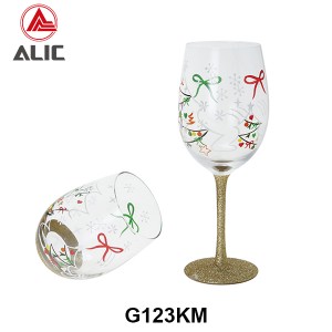 New Christmas style Hand Blown Stemless Wine Glass Goblet 350ml G123KM-2 for gift and party