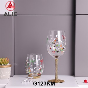 New Christmas style Hand Blown Red Wine Glass Goblet 510ml G123KM-1 for gift and party