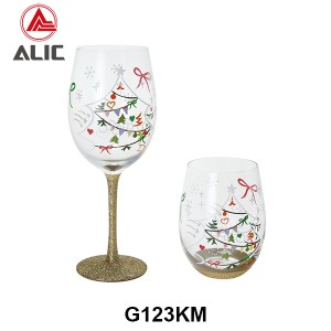 New Christmas style Hand Blown Red Wine Glass Goblet 510ml G123KM-1 for gift and party