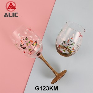 New Christmas style Hand Blown Stemless Wine Glass Goblet 350ml G123KM-2 for gift and party