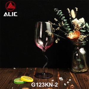 New style Lead Free Hand Blown Distorted Stem Red Wine Glass Goblet 425ml G123KN-2