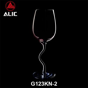 New style Lead Free Hand Blown Distorted Stem Red Wine Glass Goblet 425ml G123KN-2