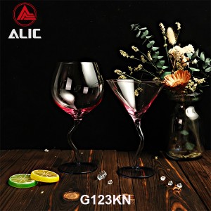 New style Lead Free Hand Blown Distorted Stem Martini Glass Cocktail Goblet 200ml G123KN-5