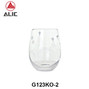 New Christmas style Hand Blown Stemless Wine Glass 480ml G123KO-2 for gift and party