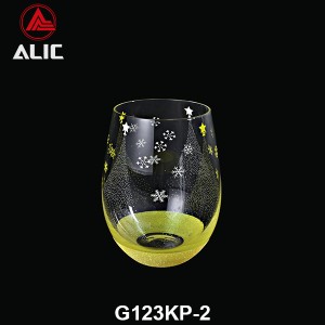 New Christmas style Hand Blown Stemless Wine Glass 480ml G123KP-2 for gift and party