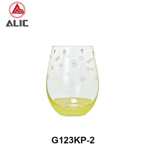 New Christmas style Hand Blown Stemless Wine Glass 480ml G123KP-2 for gift and party