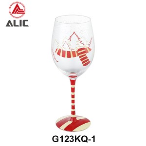 New Christmas style Hand Blown Red Wine Glass Goblet 520ml G123KQ-1 for gift and party