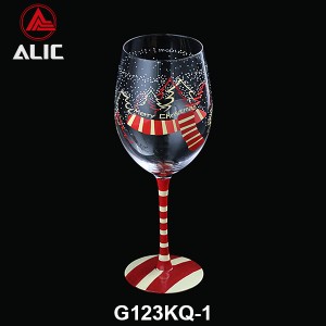 New Christmas style Hand Blown Red Wine Glass Goblet 520ml G123KQ-1 for gift and party