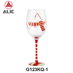 New Christmas style Hand Blown Red Wine Glass Goblet 520ml G123KQ-1 for gift and party