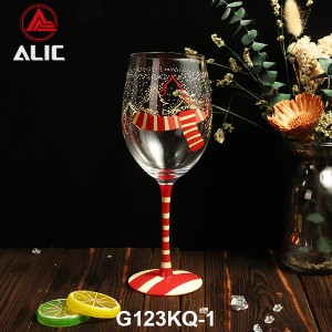 New Christmas style Hand Blown Red Wine Glass Goblet 520ml G123KQ-1 for gift and party