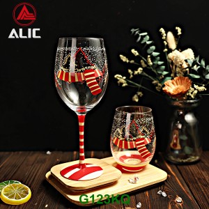 New Christmas style Hand Blown Red Wine Glass Goblet 520ml G123KQ-1 for gift and party