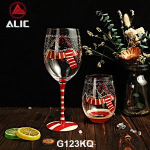 New Christmas style Hand Blown Red Wine Glass Goblet 520ml G123KQ-1 for gift and party