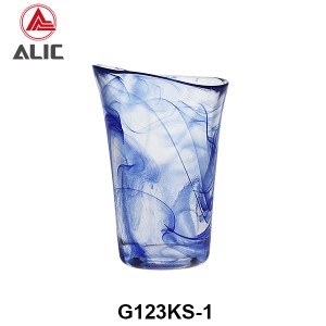Modern Cloudy Blue or White Swirl Tumbler Glass G123KS
