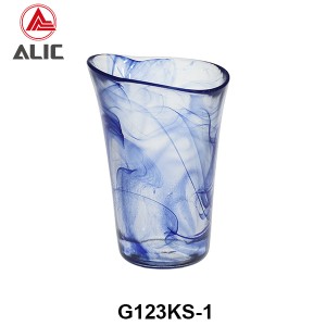 Modern Cloudy Blue or White Swirl Tumbler Glass G123KS