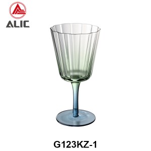 Newest High Quality Ribbed Glass Wine Goblet in Blue and Green color G123KZ-1