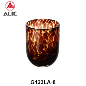 Amber Tortoise Shell Exotic Leopard Spotted Hand Blown Glasses Set – DOF G123LA-8