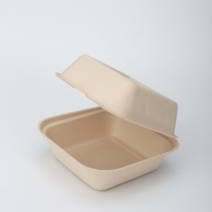 6 Inch ECO-Friendly pulp mould takeaway packaging disposable sugarcane bagasse burger box biodegradable