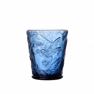 Fashion carved colored glass special pattern tumbler blue colored glass blue glasses JR2037-1B