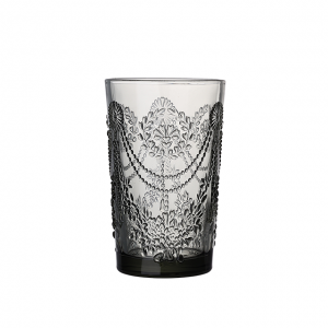 Fashion carved colored glass face tumbler grey color heigh tumbler JR2039-2HT