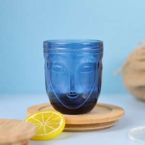 Fashion Easter colored glass face tumbler deep blue colored glass JR2044-1B