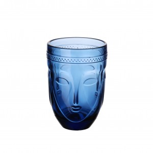 Fashion Easter colored glass face tumbler deep blue color JR2044-2B