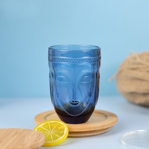 Fashion Easter colored glass face tumbler deep blue color JR2044-2B