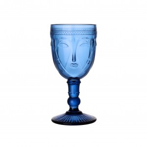 Fashion Easter colored glass face goblet deep blue colored glass JR2044-1B