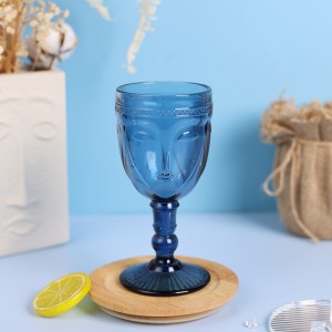 Fashion Easter colored glass face goblet deep blue colored glass JR2044-1B