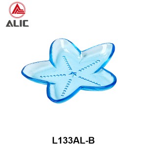 Handmade High Quality Glass Portion Plate with Sea Star pattern in blue color  L133AL-B