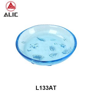 Handmade High Quality Glass Portion Plate with Sea Star and Sea shell pattern in blue color  L133AT