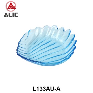 Handmade High Quality Glass Portion Plate with Sea Shell pattern in blue color  L133AU