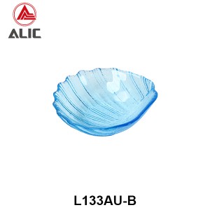 Handmade High Quality Glass Portion Plate with Sea Shell pattern in blue color  L133AU