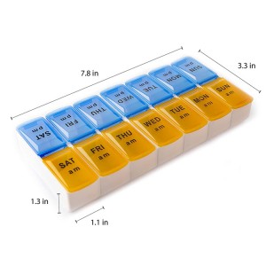 Weekly PiLL Organizer – 14 Compartments – 2 Times a Day   HT-W14B