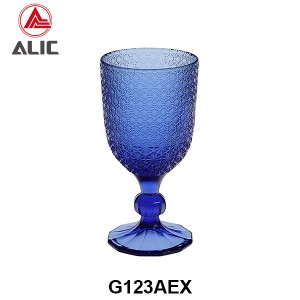 High Quality Patterned Glass Wine Goblet in various colors G123AEX