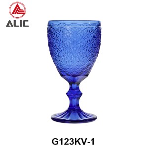 High Quality Patterned Glass Wine Goblet in various colors G123KV-1