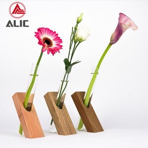 Wooden Vase Test Tube Vase Glass Plant Terrarium With Wooden Stand Wooden Vase Holder